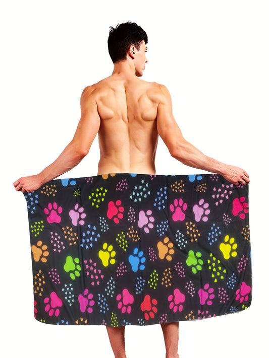 Men'S Fun Pattern Wearable Bathrobe, Soft absorbent toiletries, Casual Nightwear for Bathing and Lounging