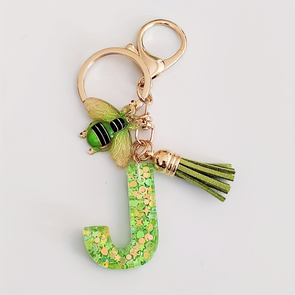 Dazzling Gift, Sparkling Alphabet Keychain with Sequin & Tassel - Mixed Colors, Geometric Design, Friendship Theme - Perfect for Bags & Gifts