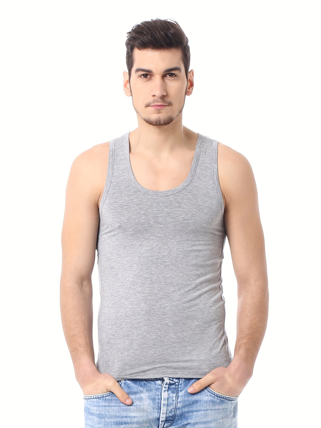 Men's Sleeveless Muscle Shirt - Breathable Cotton Slim Fit Gym & Casual Athletic Tank Top with Round Neck, All-Season Workout Shirt for Home, Gym, Casual Attire - Solid Black Sleeveless Muscle Shirt for Men, Hand Washable, Versatile for Layering, Comforta