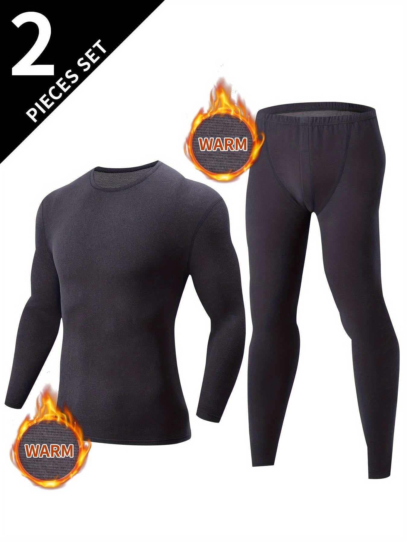 2 Pieces Men's Thermal Underwear Set For Autumn/Winter - Slim Fit Long Sleeve Top And Bottom - Soft, Comfortable, And Warm