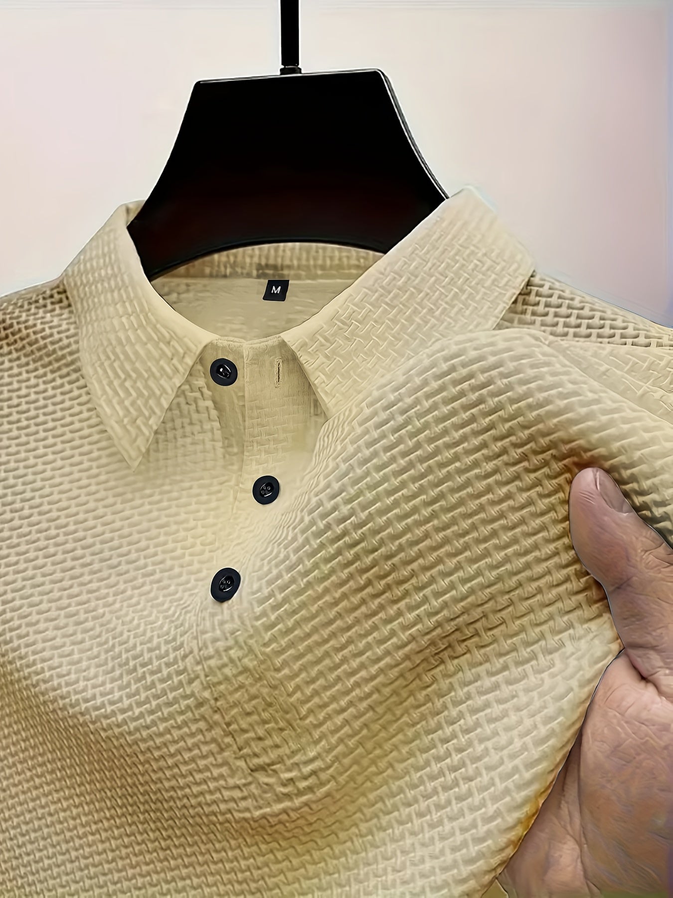 Men's Slim-Fit Ice Fiber Fabric Shirt - Breathable Short Sleeve Solid Burgundy with Black Collar & Cuff Trim, Wrinkle- & Quick- for Golf, Gym, Swimming, Beach - Formal & Casual Dress Shirt - Machine Washable &  Cleanable, Semi, Button-Up Design, Suitable