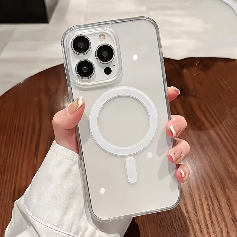 The Transparent Magnetic Phone Case Is Suitable for High-Definition Clarity And Does Not Interfere with The Screen Protector for Iphone Models X to 16 Series, Featuring a Hard Back And Soft Edges.