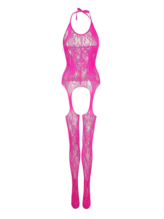 Sexy Women's Plus Size Full Body Stocking - Sheer Fishnet Cut-Out Lingerie with High-Stretch Fabric, Open Crotch & Thigh-High Design, One-Piece Bodystocking for Valentine's Day & Special Occasions (Hand Wash Only) - Adult Sensual Clothing