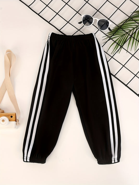 Thin And Lightweight Boys Summer Pants, Kids Side Contrast Color Tape Sweatpants, Casual Thin Jogger Pants For Outdoor Activities
