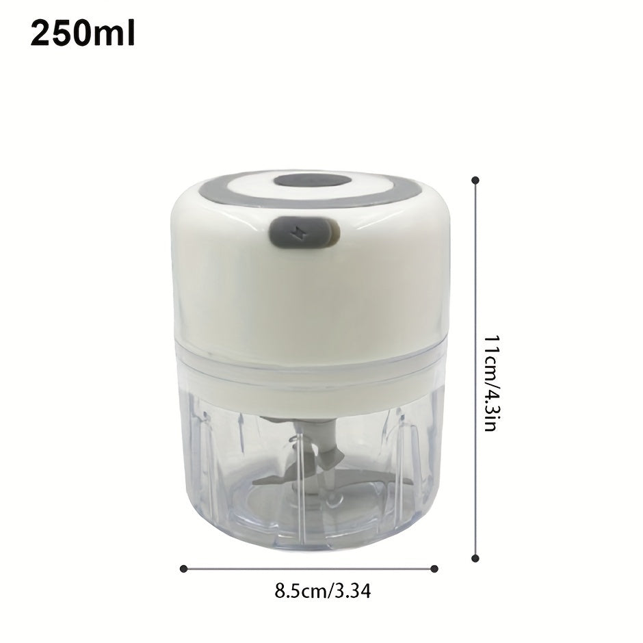 1pc RZSYZH 250ml USB Rechargeable Electric Food Processor - Stainless Steel Blades, Auto-Chopping, Multi-Color Kitchen Gadget for Smoothies, Dough Kneading & Meal Prep, Durable Plastic Body, Compact Design, Smoothie Maker, Sleek Appliance, Durable Constru