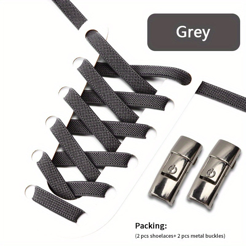 1Pair No-Tie Shoelaces with Buckles for Sneakers Sports Shoes