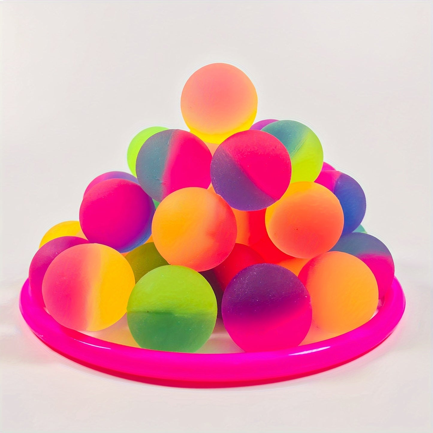 10-Pack Bouncy Balls - Mixed Color Synthetic Rubber Rainbow Spheres for Party Favors, Carnival Prizes, and Fun Activities
