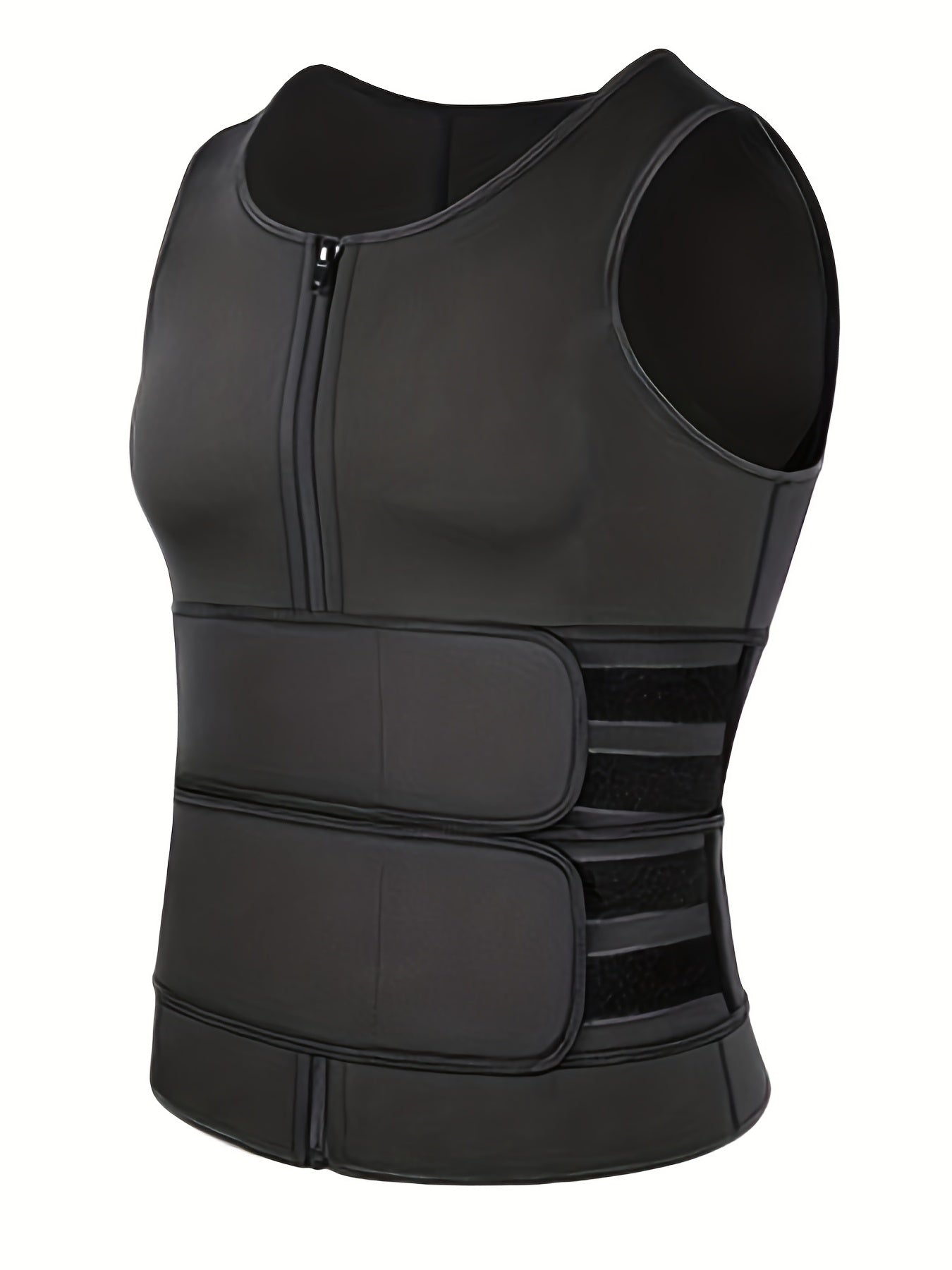 Men'S Plus Size Slimming Waist Trainer Vest - Adjustable Neoprene Chest & Abdominal Support, Breathable Sleeveless Design for Gym, Training, and Casual Wear, Black, Workout Clothes, Sleek Sporty Look, Comfortable Fit, Men Waistcoat With Button Hole, Men B