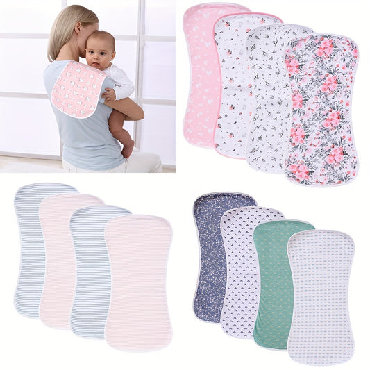 4pcs Ultra-Soft Cotton Burping Clothes - Large, Absorbent, Burp Cloths in Cute Unisex Designs