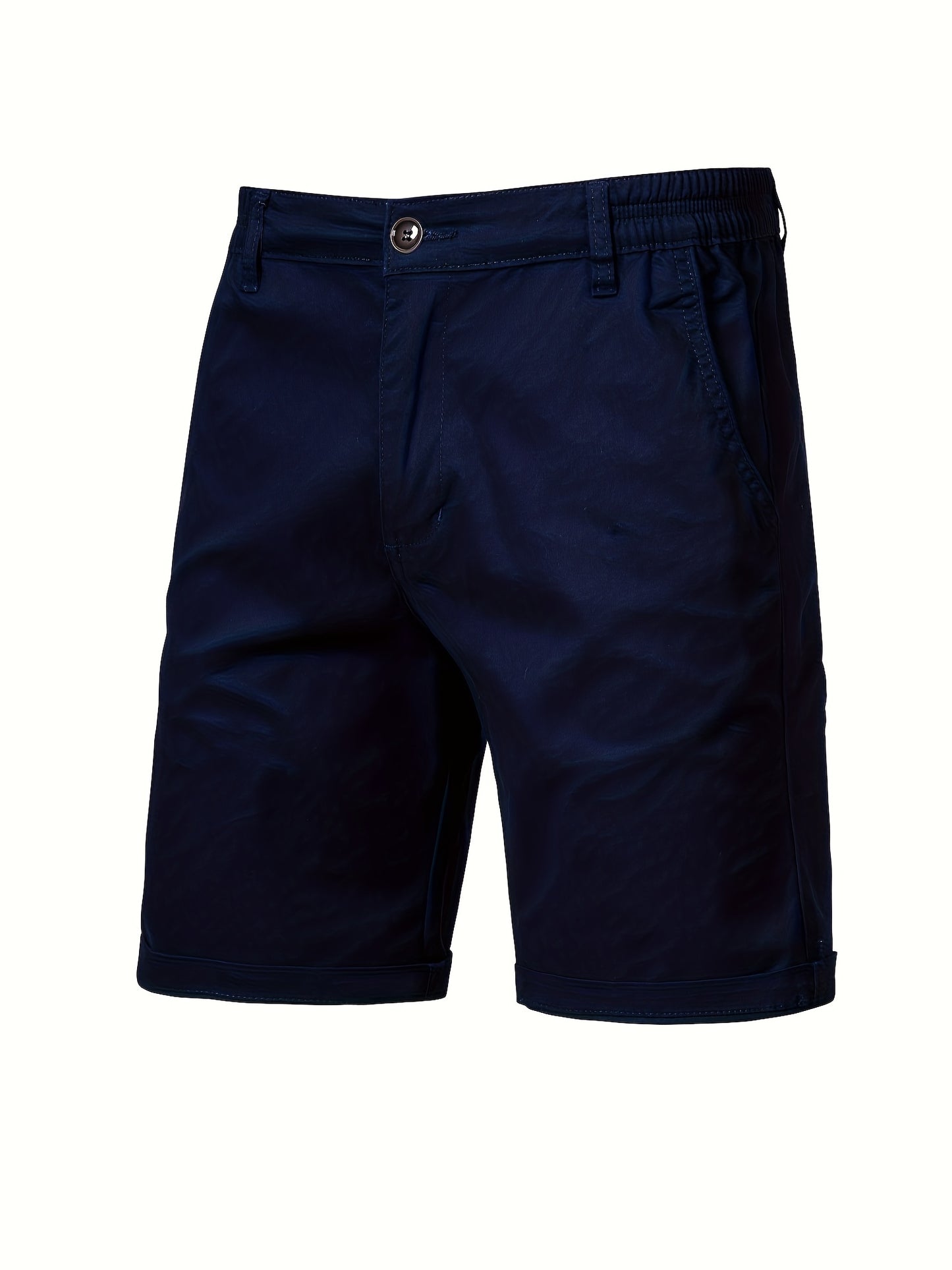 Men's Navy Blue Cotton Shorts - Non-Stretch Casual Everyday & Formal Shorts with Side Pockets, Machine Washable Regular Fit for Office, Outings, Lounge Wear - Breathable Cotton Fabric, Versatile Clothing, Classic Design, Comfortable Material, Office Attir