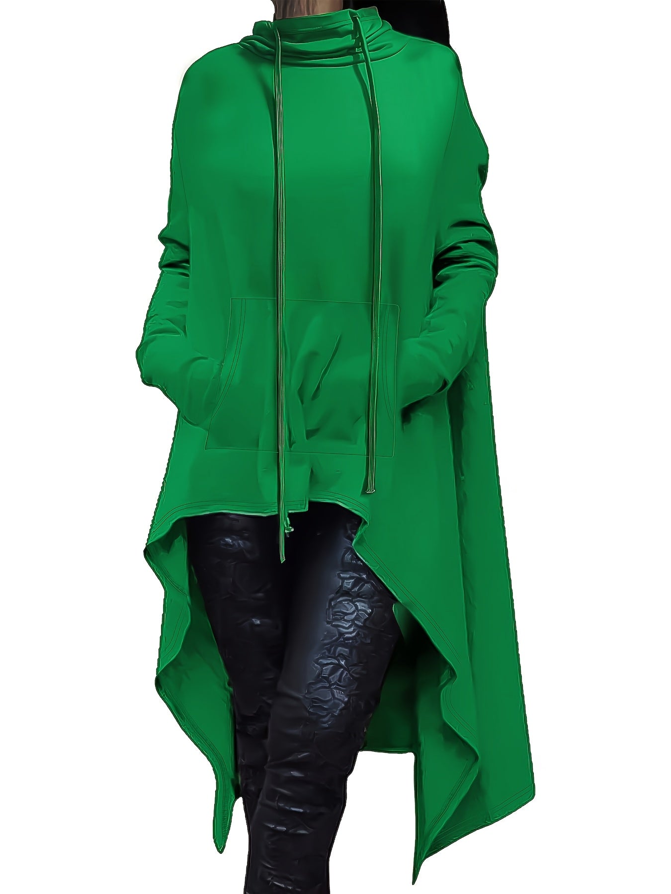 Plus Size Women's Oversized Hoodie - High Neck Long Sleeve Pullover Sweatshirt with Drop Shoulder & Flared Hem, Cozy Fall Winter Casual Clothing, Machine Washable