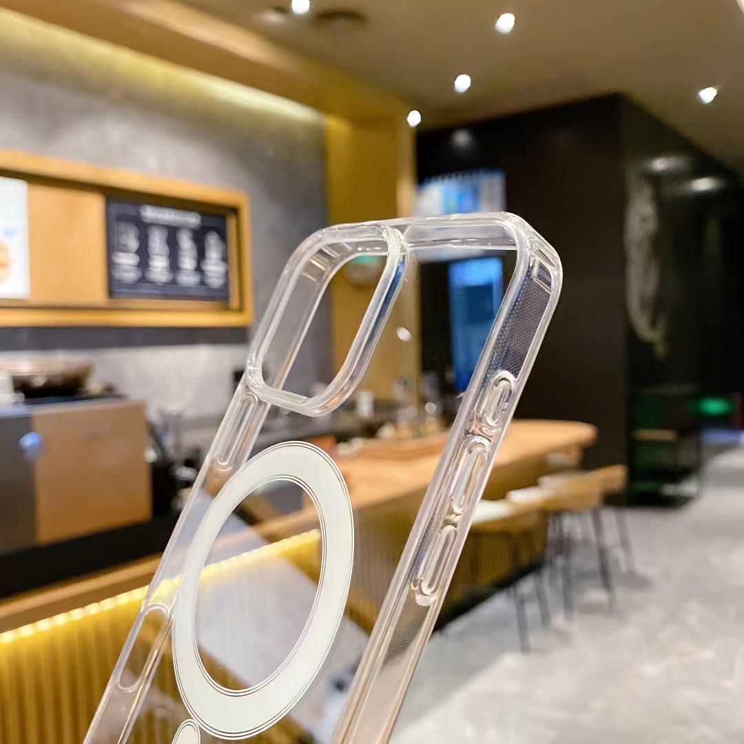 The Transparent Magnetic Phone Case Is Suitable for High-Definition Clarity And Does Not Interfere with The Screen Protector for Iphone Models X to 16 Series, Featuring a Hard Back And Soft Edges.