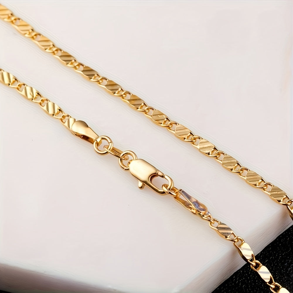 1pc 16-30 Inches Fashion Luxury Golden, Width 2mm Flat Chain Clavicle Chain Necklace, Delicate Jewelry Gift