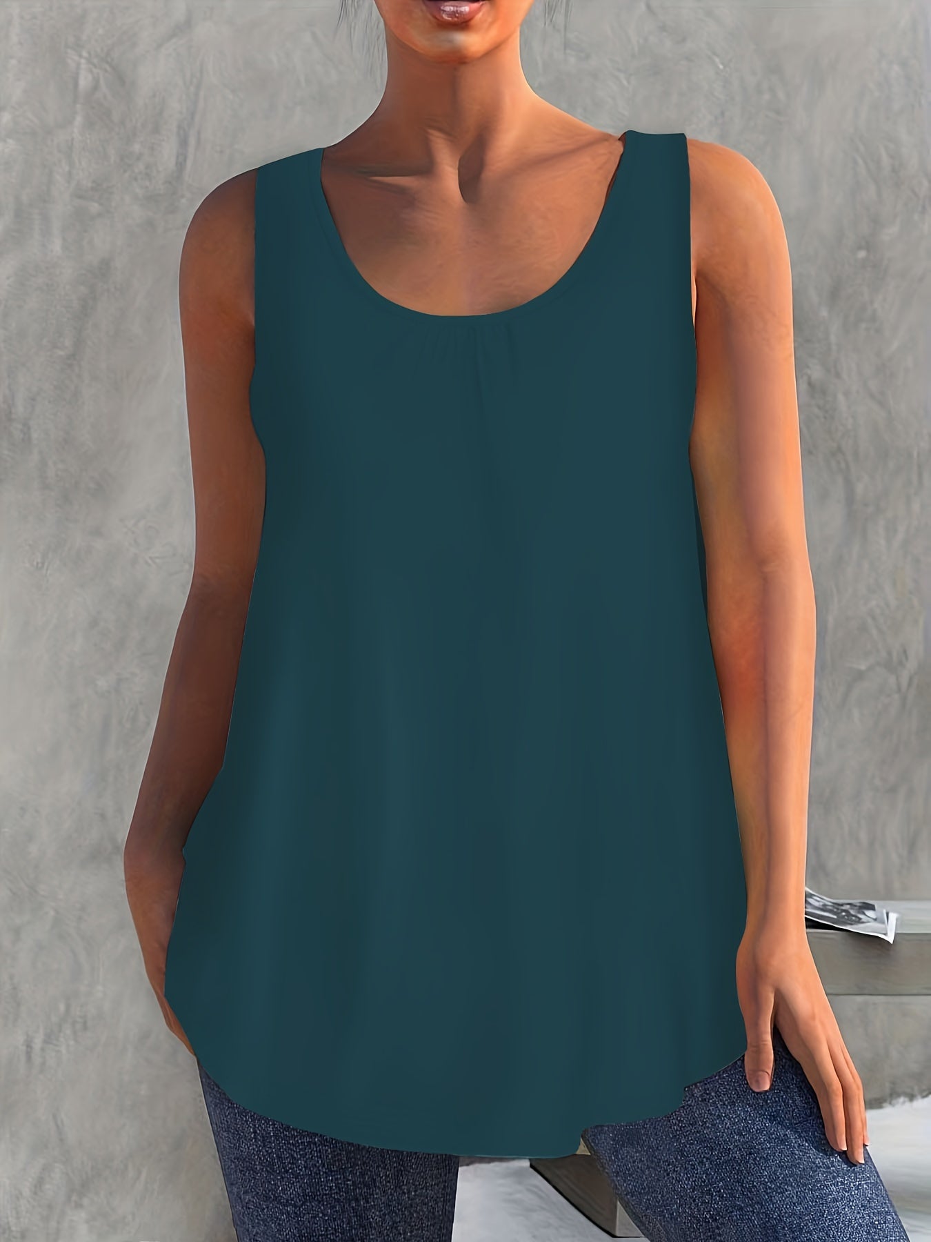 Solid Color Pleated Vest
