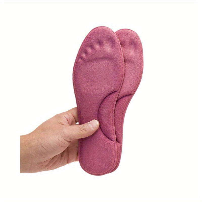 1 Pair Cozy Memory Foam Insoles for Women - Warm & Comfortable Winter Sports Shoe Inserts, Hand-Washable, Polyester & Nylon Blend, Available in Yellow & Pink