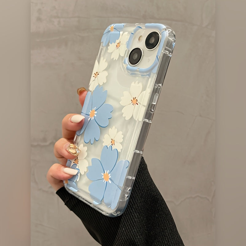 Beautiful Flower Transparent Anti-fall TPU Shock Absorption Phone Case For Apple 15/14/13/12/11/7/8/7plus/8plus