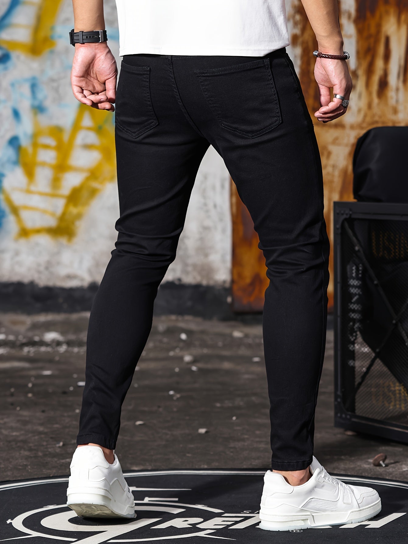 Men'S Stretchy Slim-Fit Jeans - Black, Casual Style, Comfortable Fit, All-Season Wear, Everyday Comfort|Sleek Black Jeans|Comfortable Fit
