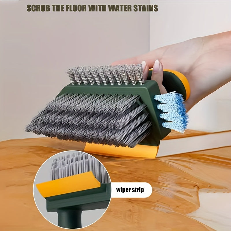 3-in-1 cleaning brush, creative crevice brush floor crevice brush scraping brush integrated toilet floor brush bathroom corner crevice toilet cleaning brush 1pc, with scraping strip, durable material, used for household crevice cleaning