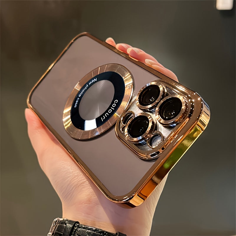 New Luxury Transparent Magnetic Wireless Charging Phone Case for iPhone 15 14 13 12 11 Pro Max Plus 15Pro Cases with Lens Protector Shockproof Soft Clear Cover