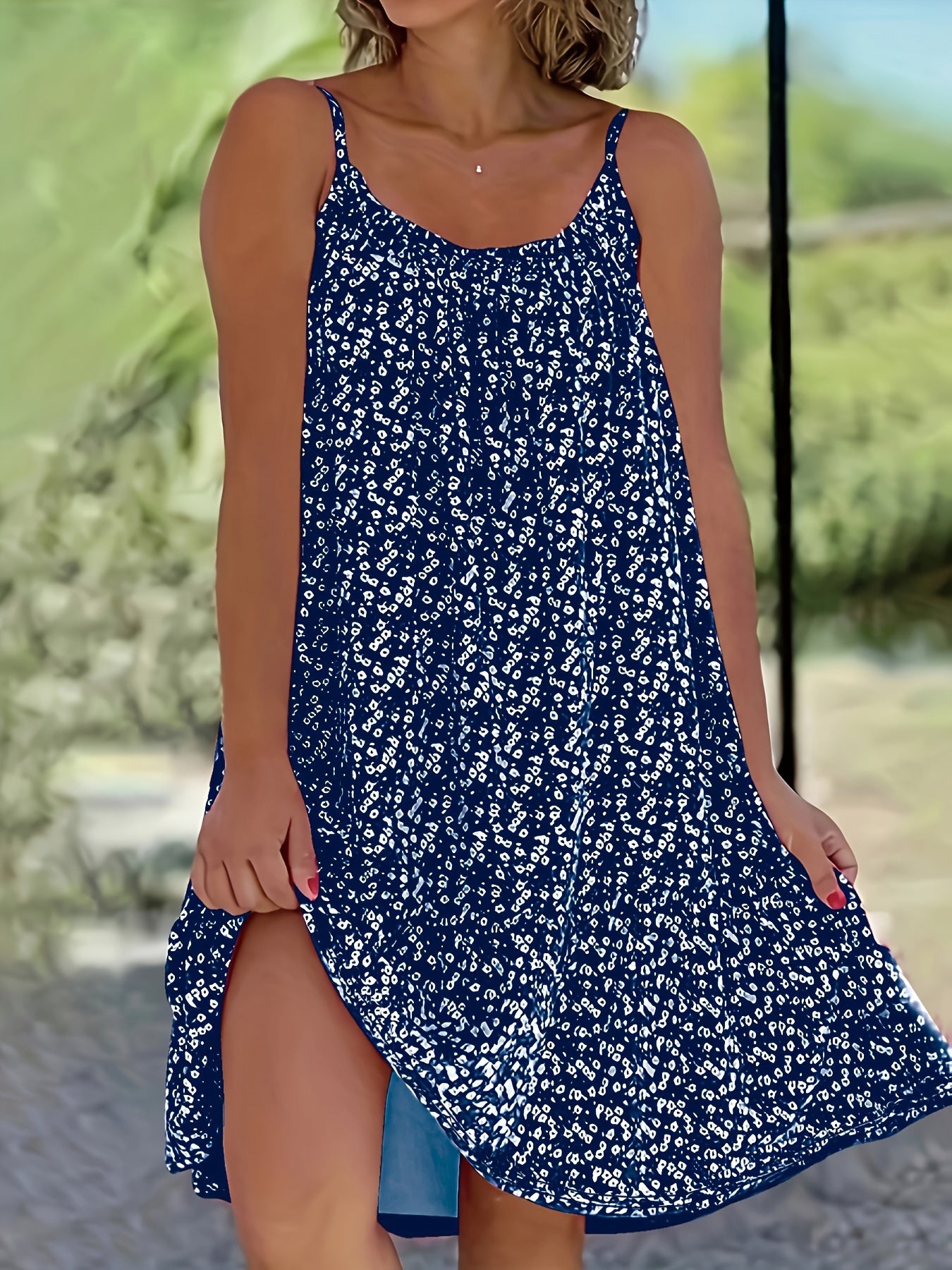 Plus Size Floral Print Cami Dress, Casual Sleeveless Dress For Spring & Summer, Women's Plus Size Clothing