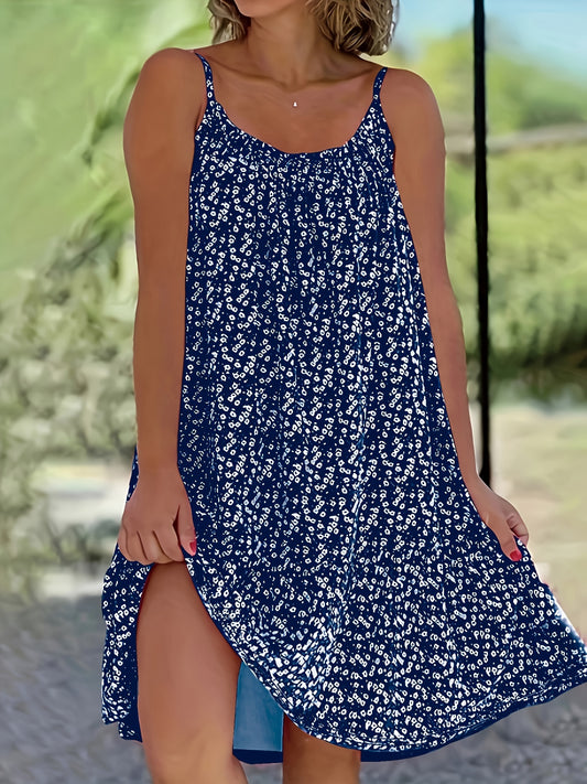 Plus Size Floral Print Cami Dress, Casual Sleeveless Dress For Spring & Summer, Women's Plus Size Clothing
