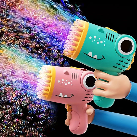 40-hole handheld dinosaur bubble machine fully automatic toy bubble gun without battery without bubble liquid outdoor wedding activity props Gatling multi-hole bubble gun Christmas toy gift