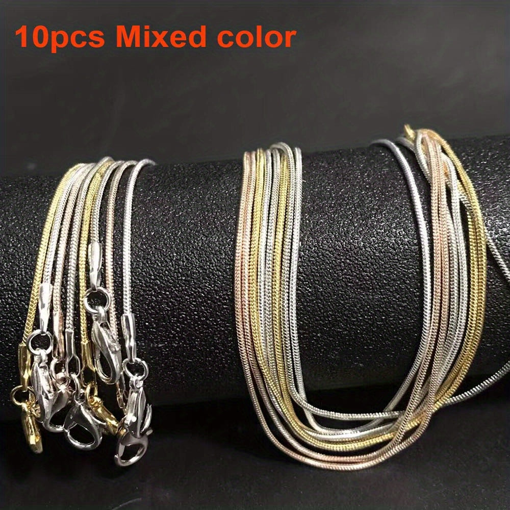 10pcs 40.64-76.2cm ROSE Golden / GOLDEN / PLATED SNAKE CHAINS PLAIN NECKLACES 10 PACKS WHOLESALE