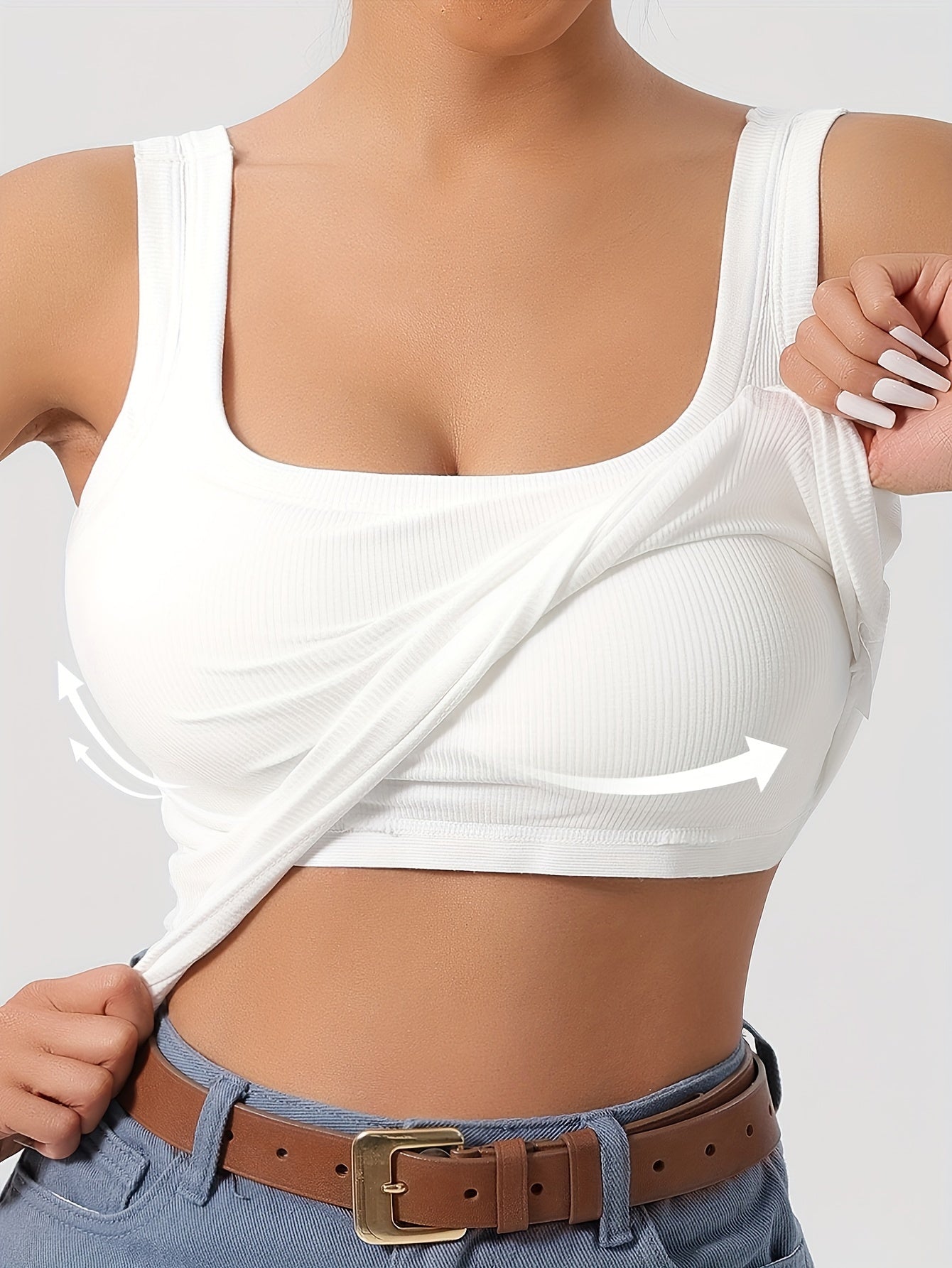 Women'S Sleeveless Top with Removable Padding, Fitted, Solid Color, Suitable for Wearing As an Outer Layer Or As a Base Layer.