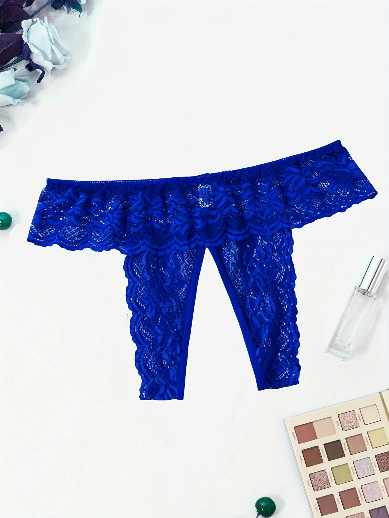 Women'S Sexy Red Lace Thong Panties - Open Crotch Design with Cut-Out Details, Breathable & Comfortable Intimate Underwear for Valentine'S Day or Special Occasions, Romantic Clothing, Elegant Style, Intricate Detailing