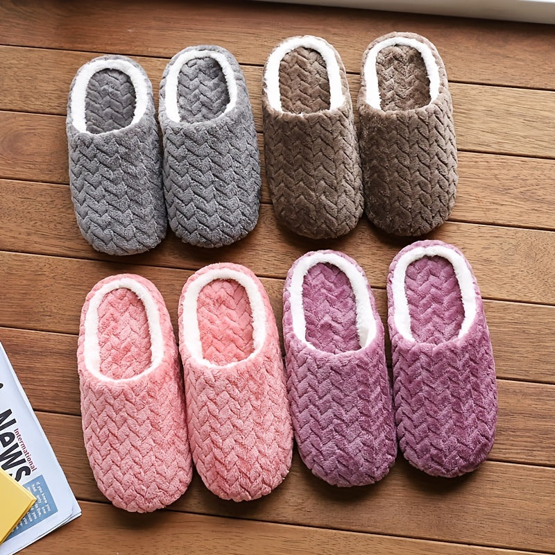 Cozy Plush-Lined Corduroy Slippers for Men and Women – Soft, Quiet, Non-Slip Indoor House Shoes in Gray, Brown, Pink, Purple & More – Perfect for Autumn and Winter Comfort, House Slippers