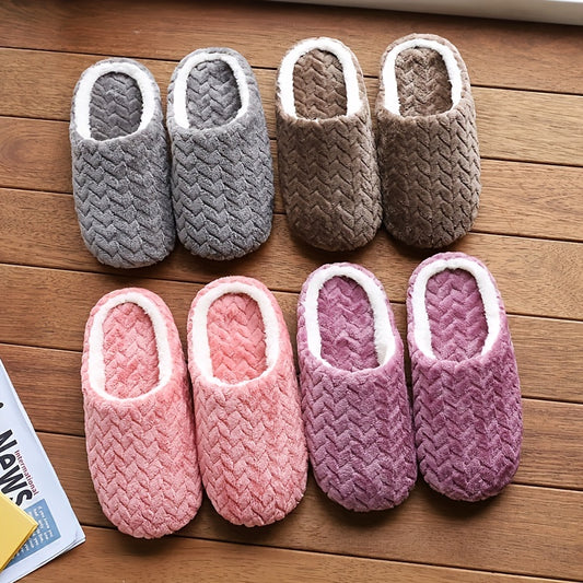 Cozy Plush-Lined Corduroy Slippers for Men and Women – Soft, Quiet, Non-Slip Indoor House Shoes in Gray, Brown, Pink, Purple & More – Perfect for Autumn and Winter Comfort, House Slippers