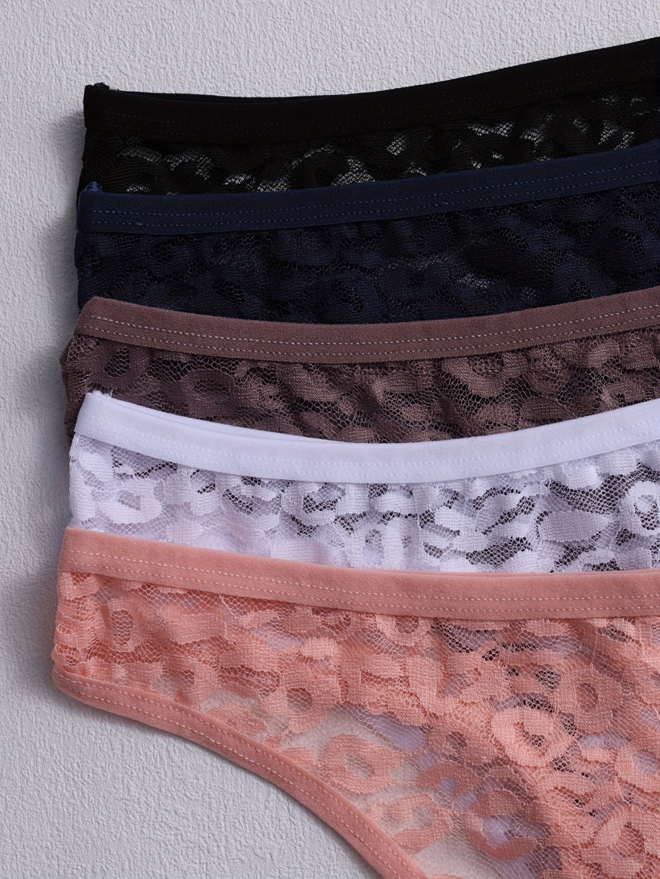 5pcs for Women, Mid-Rise, Transparent Floral Design, Sexy Lingerie, Breathable Underwear In