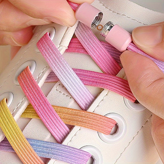 1 Pair No Tie Shoe Laces Colorful Buckle Shoelaces Light Colorful Fashion Without Ties Elastic Laces for Casual Shoes And Sports Shoes