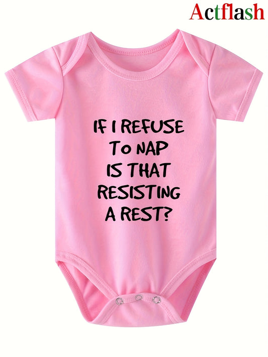 If I Decline to Take a Nap, Does That Mean I'M Opposing Rest? New Style Bodysuit for Summer, Short-Sleeved Triangle Crawling Suit, a Gift for Pregnancy, for Outdoor