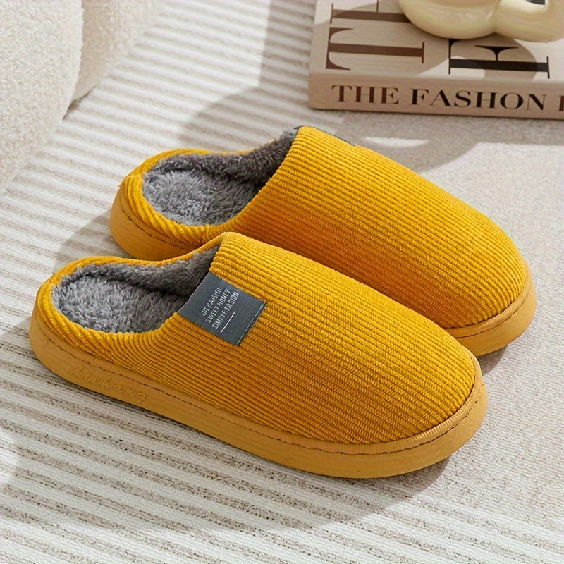 Softtouch, Cozy Men's Fleece-Lined Slippers - Warm, Non-Slip Indoor Shoes for Fall/Winter, StripedSuitable for men & women