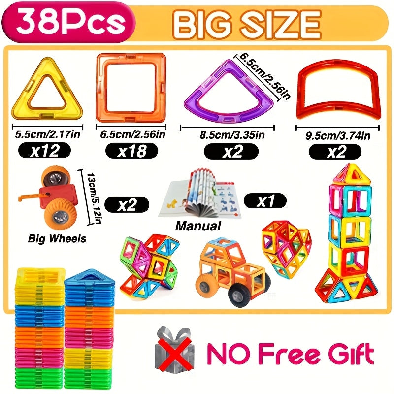 COOLNURO Magnetic Building Blocks Set - 3D STEM Educational Toy for Youngsters, Colorful ABS Plastic, Ideal for Ages 3-6, Perfect Birthday Gift, Learning Toy|Colorful Building Blocks|Durable Toy, Magnetic Building Blocks, Building Block Set, Magnetic Buil