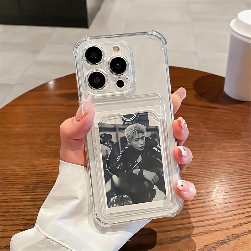 Durable Clear TPU Protective Phone Case with Card Slot for Iphone 17/16/15/14/13/12/11 Series - Transparent Drop-Proof Back Cover, Compatible with for iphone 11/11 Pro/11 Pro Max/12/12 Pro/12 Pro Max/13/13 Pro/13 Pro Max/14/14 Plus/14 Pro/14 Pro Max/15/15