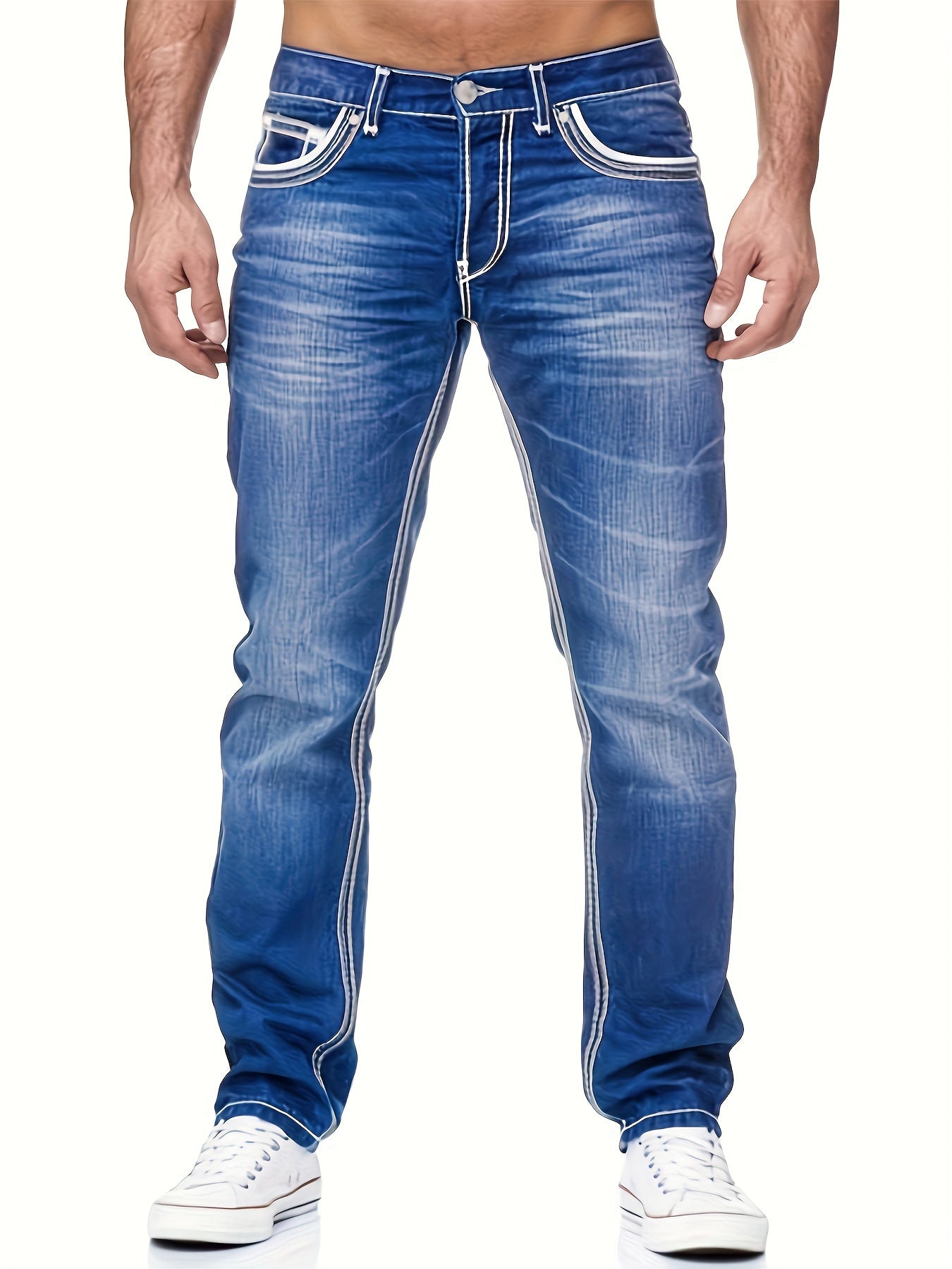 Men's pocket washed jeans