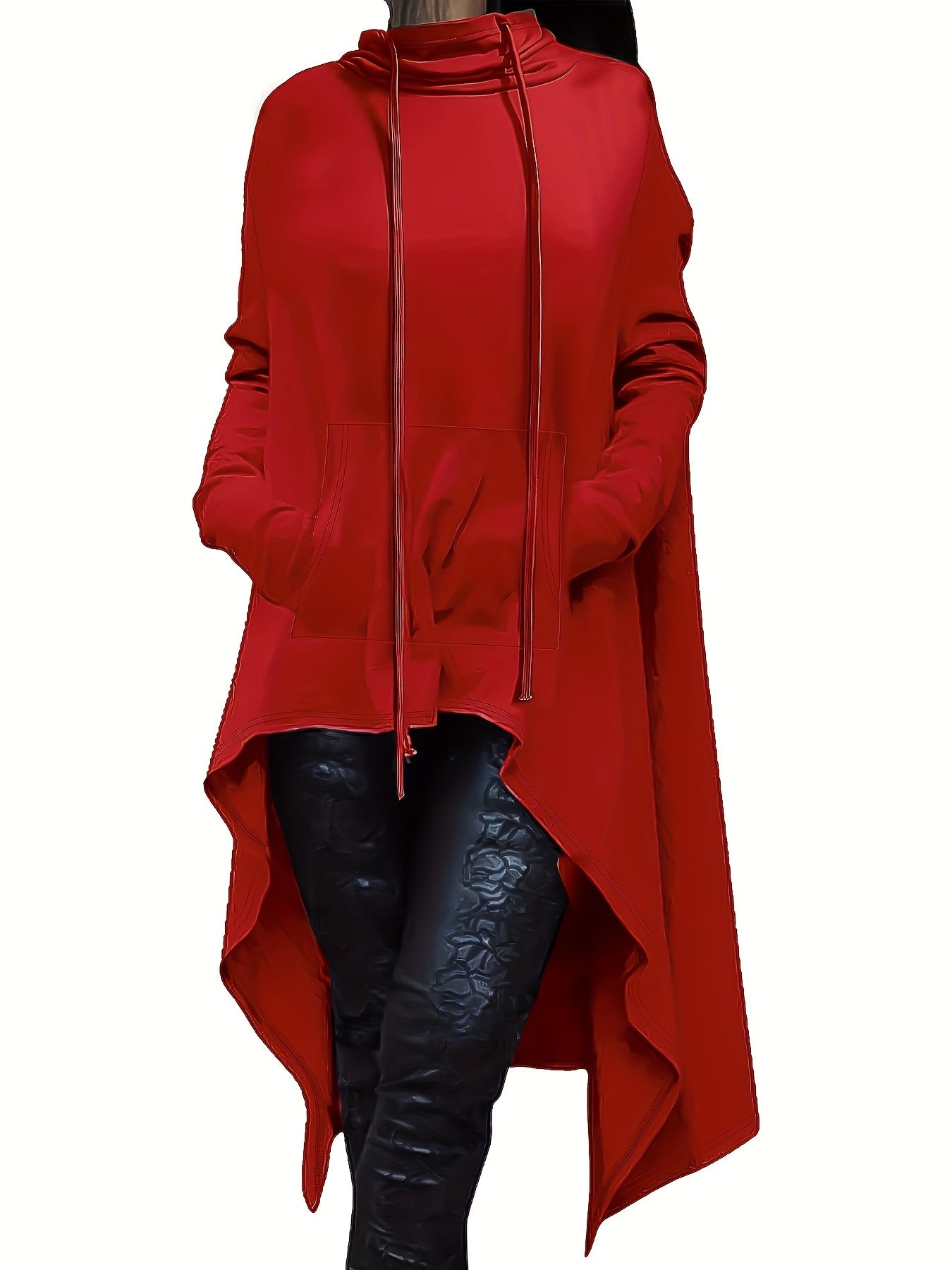 Plus Size Women's Oversized Hoodie - High Neck Long Sleeve Pullover Sweatshirt with Drop Shoulder & Flared Hem, Cozy Fall Winter Casual Clothing, Machine Washable