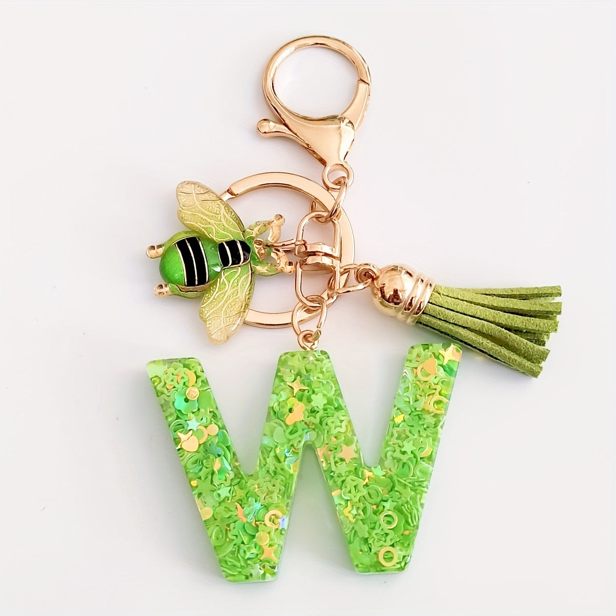Dazzling Gift, Sparkling Alphabet Keychain with Sequin & Tassel - Mixed Colors, Geometric Design, Friendship Theme - Perfect for Bags & Gifts