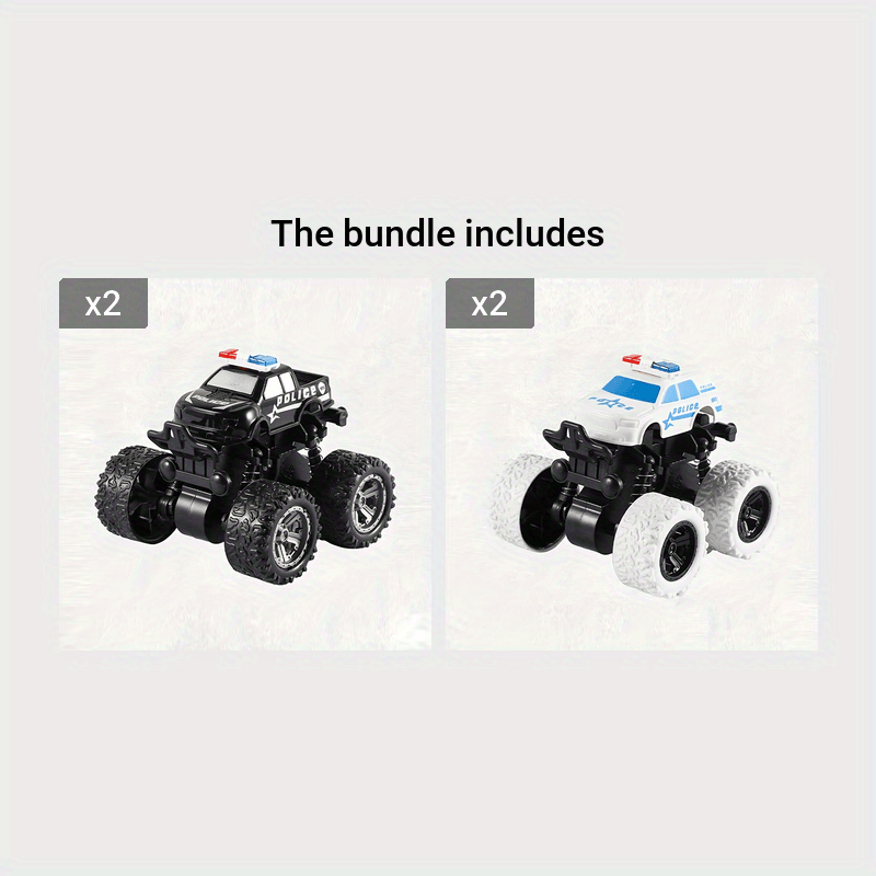 Police Car Rotatable Four-Wheel Drive Inertial Stunt Off-Road Vehicle Model Children'S Toy Boy Toy Car Stall Toy Inertial Off-Road Vehicle Toys Super Resistant Climbing, As Halloween Gift for Winter