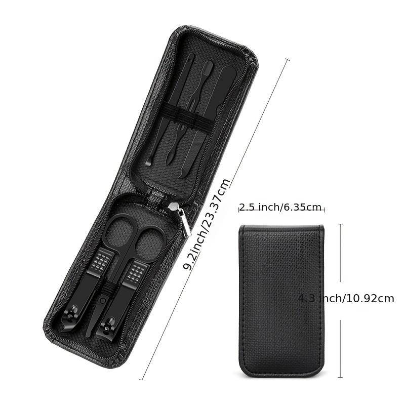 German Nail Clipper Set with Cuticle Nipper, Toe Nail Scissors, Ear Pick & Nose Hair Trimmer - 6pcs Portable Luxury Manicure Pedicure Kit for Personal Care Tools