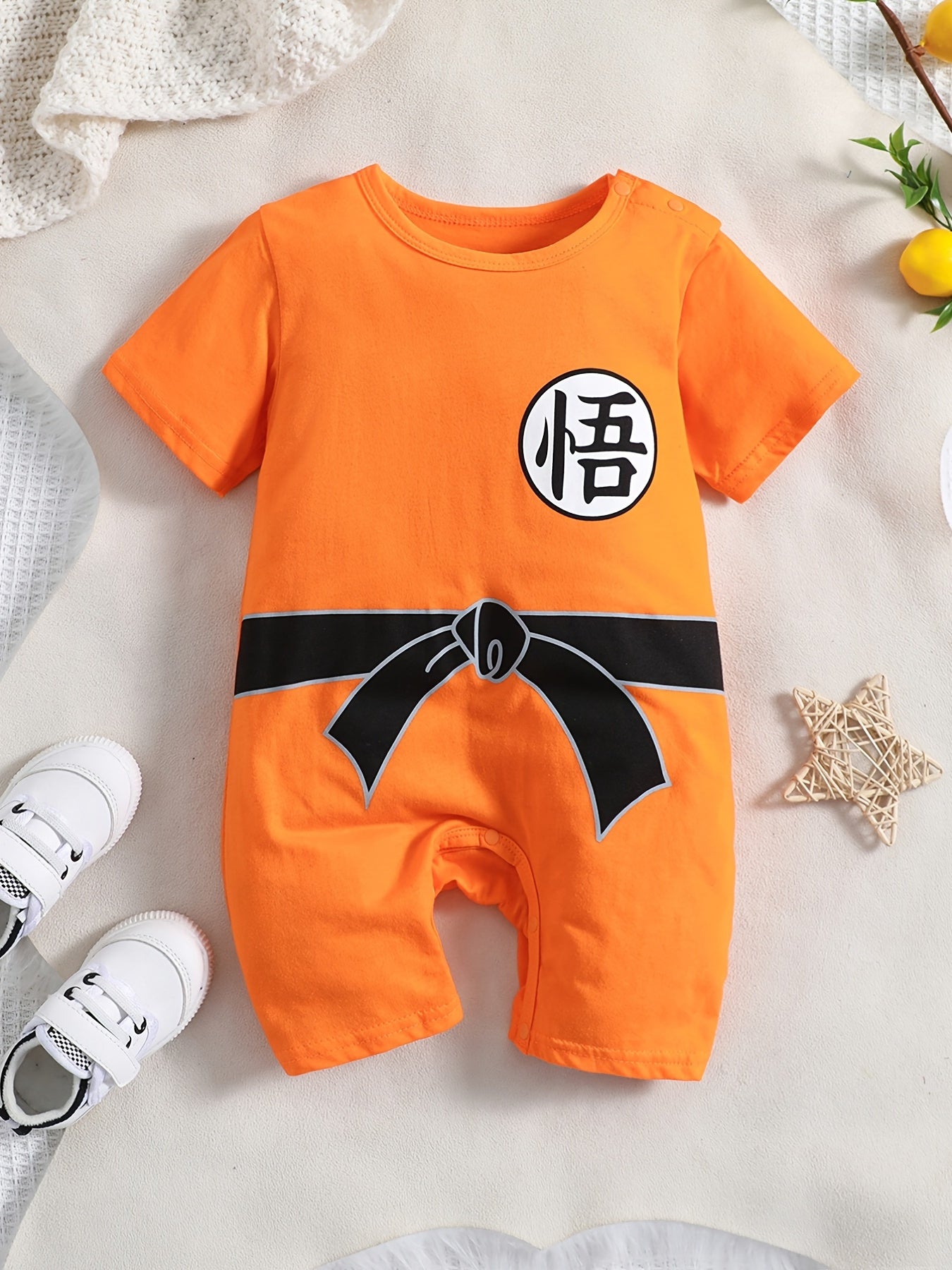 Baby Boy's One-Piece Romper - Soft & Breathable Onesie Jumpsuit, Easy Diaper changes, Machine Washable Newborn Outfit for Summer, Photoshoots & Casual Attire (0-2 Years), Boy Baby Clothes, Easycare Infant Apparel, Cartoon Graphic Romper, Durable Snap Clos