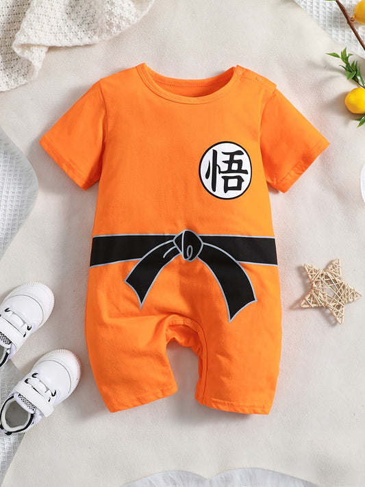 Baby Boy's One-Piece Romper - Soft & Breathable Onesie Jumpsuit, Easy Diaper changes, Machine Washable Newborn Outfit for Summer, Photoshoots & Casual Attire (0-2 Years), Boy Baby Clothes, Easycare Infant Apparel, Cartoon Graphic Romper, Durable Snap Clos