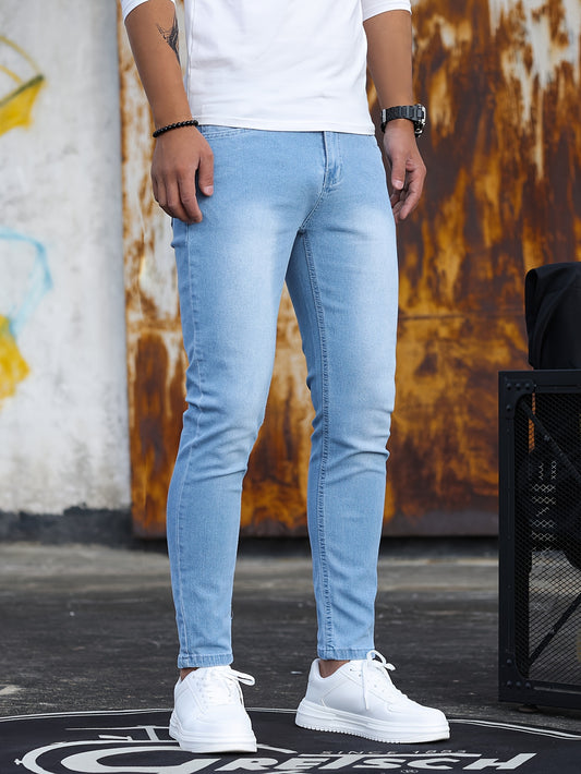 Men'S Stretchy Slim-Fit Jeans - Black, Casual Style, Comfortable Fit, All-Season Wear, Everyday Comfort|Sleek Black Jeans|Comfortable Fit