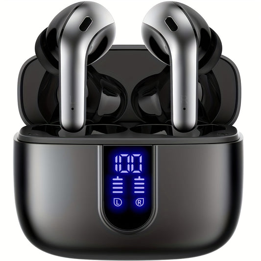 LIFEBEE Wireless Earbuds with 60H Playback, LED Power Display, Noise Cancelling Voice Call, Touch Control, Lightweight In-Ear Headphones with Condenser Mic, Rechargeable Lithium Polymer Battery, Type-C USB Charging, Compatible with Cellphones - Adult Use