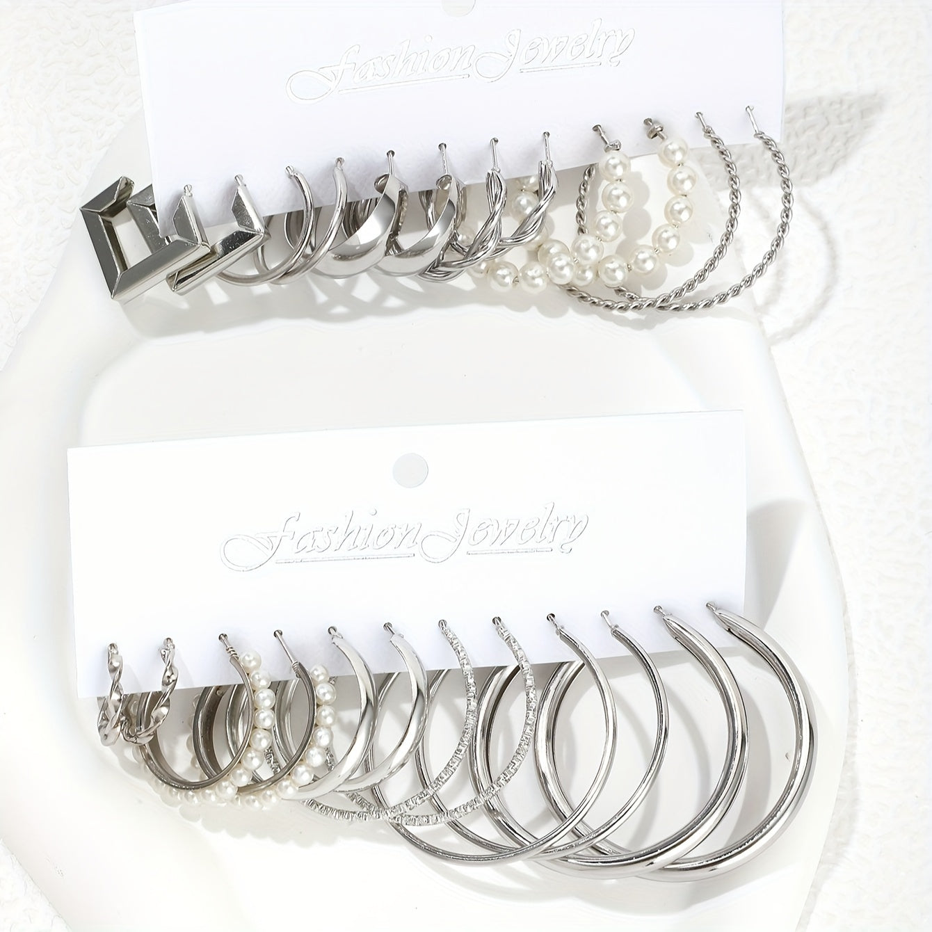 12 Pairs Of Classic Fashion Several C-ring Ladies' Earrings Set Holiday Couple Jewelry Gifts, Suitable for Women
