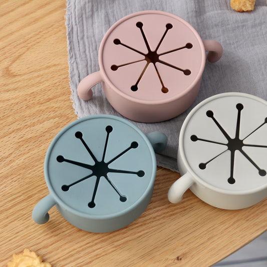 Food Grade Silicone Youngsters's Snack Bowl, Snack Storage Bowl with Dust Cover and Complementary Food Cup Single Pack