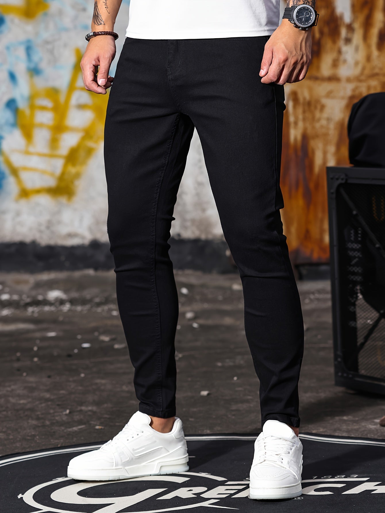 Men'S Stretchy Slim-Fit Jeans - Black, Casual Style, Comfortable Fit, All-Season Wear, Everyday Comfort|Sleek Black Jeans|Comfortable Fit