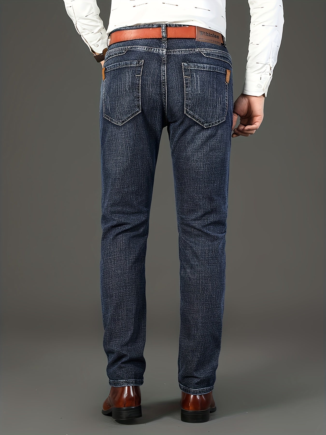 Men'S Classic Solid Color Regular Fit Jeans, Comfortable Stretch Straight Leg Pants for Casual & Business Wear, All-Season Versatile Trousers, Business Casual Attire, Classic Straight Leg, Comfortable Fit